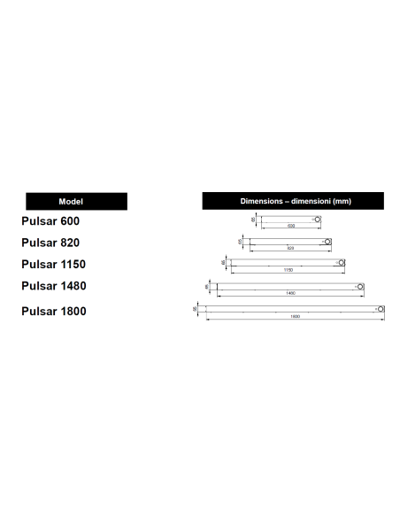 Infrared heating element - Dimensions various