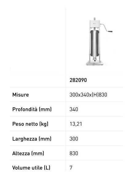 Manual sausage stuffer 7-liter - Stainless steel Manual sausage stuffer 7-liter - Stainless steel