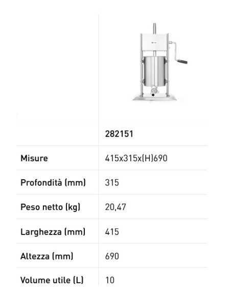 Ensacadora vertical de 10 litros - Acero inoxidable Ensacadora vertical de 10 litros - Acero inoxidable