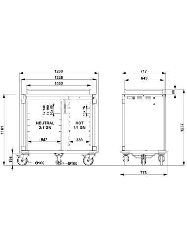 Carro térmico - N. 10 x GN 1/1 + N. 8 x GN 2/1...