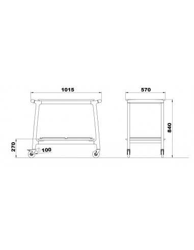 Service trolley - Solid wood - 2 shelves - cm...