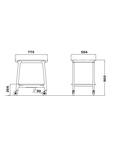 Service trolley - Solid wood - 2 shelves - cm...