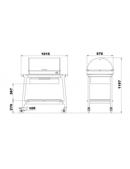 Trolley..- Vitrina refrigerada - N.2 estantes - cm 101.5 x 57 x 119.7 h