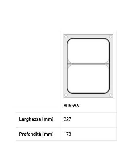 Matrice sigillante per vaschette - Per sigillatrice 976722 - Contenitore a due sezioni mm 227 x 178
