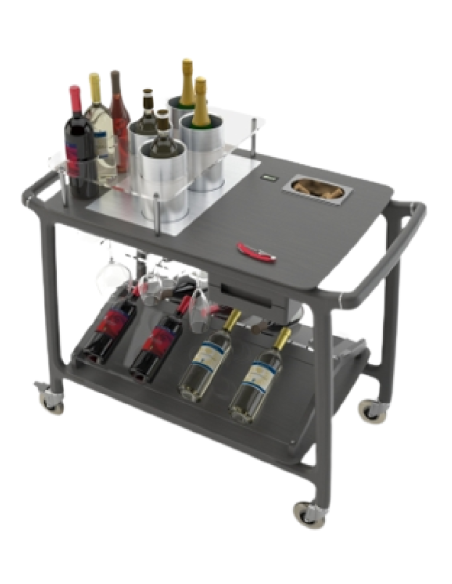 Carrito de vino - Madera maciza - N.3 glacette - cm 101.5 x 57 x 101.9 h