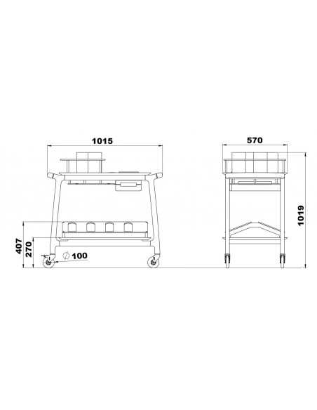 Carrito de vino - Madera maciza - N.3 glacette - cm 101.5 x 57 x 101.9 h