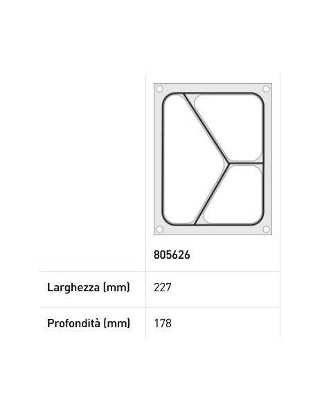 Matrice sigillante per vaschette - Per sigillatrice 976722 - Contenitore a tre sezioni mm 227 x 178