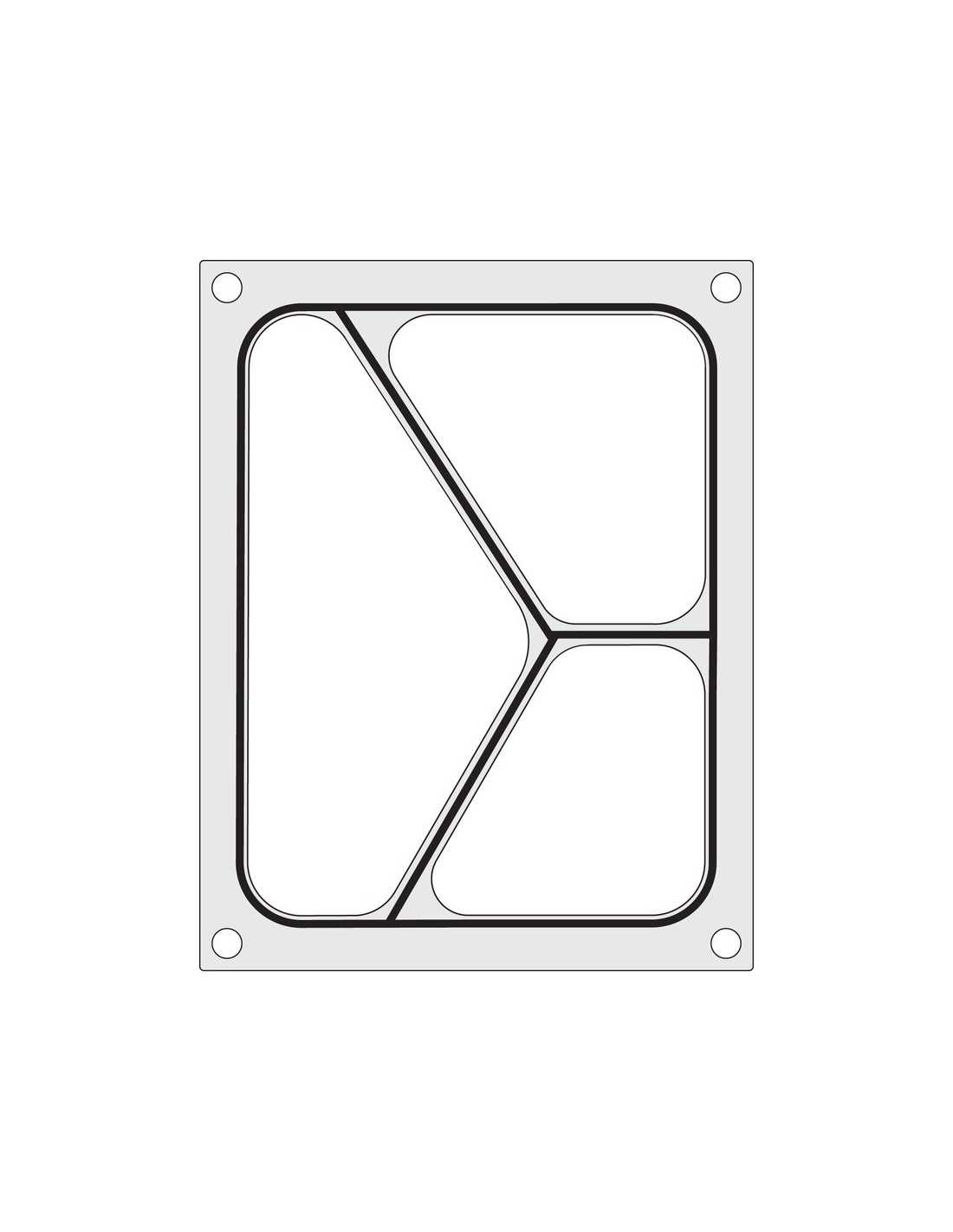 Sealing matrix for trays - For sealing machine 976722 - Three-section container 227 x 178 mm