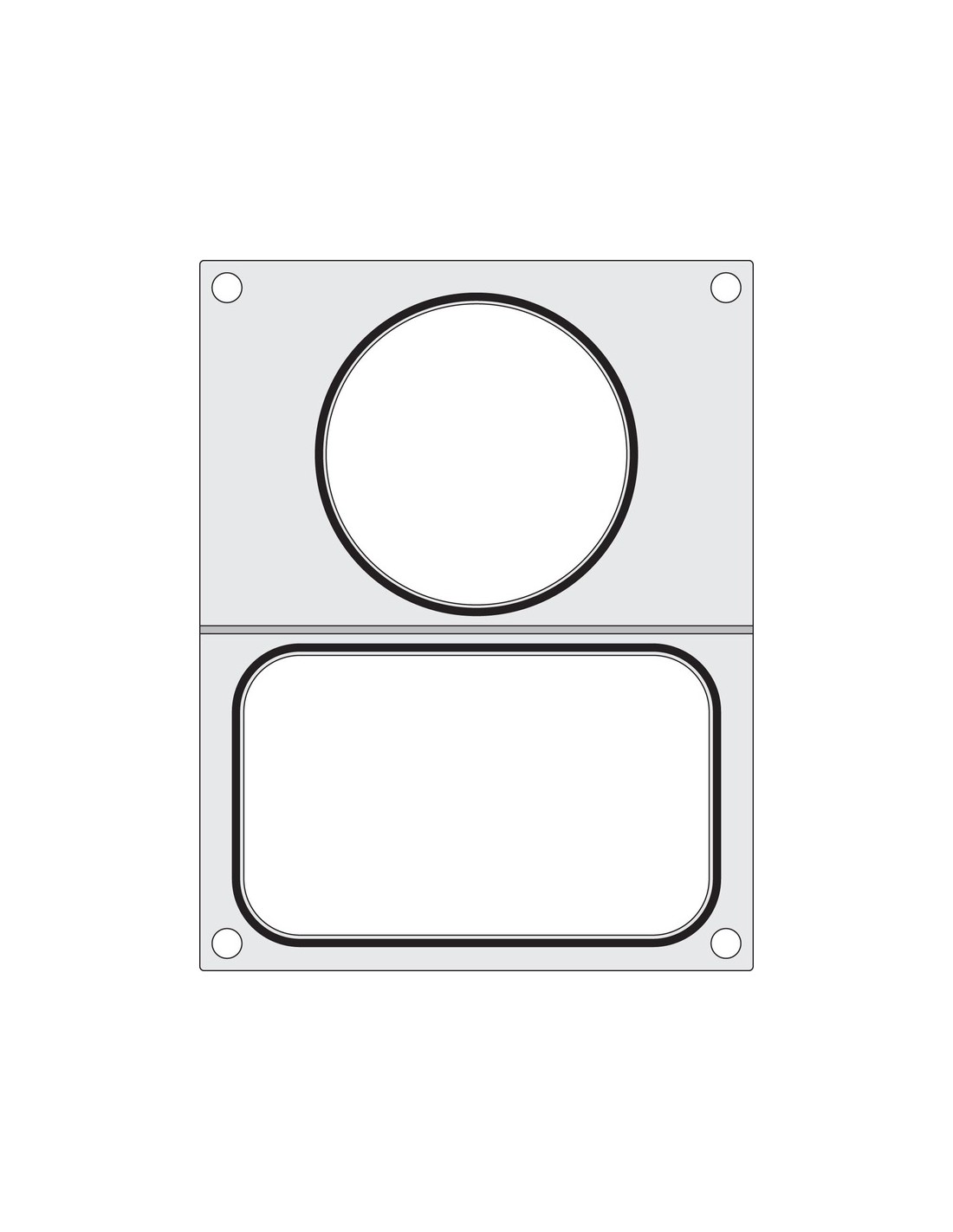 Matrice sigillante per vaschette - Per sigillatrice 976722 - 2 contenitori mm 178 x 113 + Ø 115