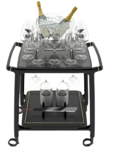 Champagne trolley - Solid wood - Bucket bottles - cm 77.5 x 59.4 x 115.2 h