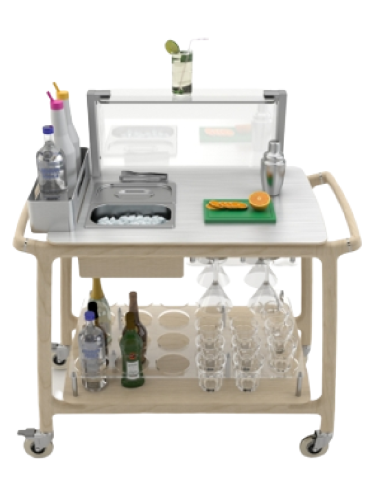 Cocktail trolley - Wood - N.2 GN 1/3 - Bottle holders - cm 101.5 x 57 x 112.1 h