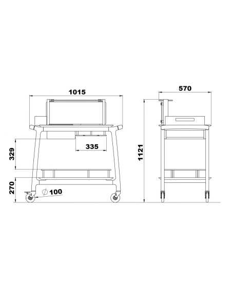 Cocktail trolley - Wood - N.2 GN 1/3 - Bottle holders - cm 101.5 x 57 x 112.1 h