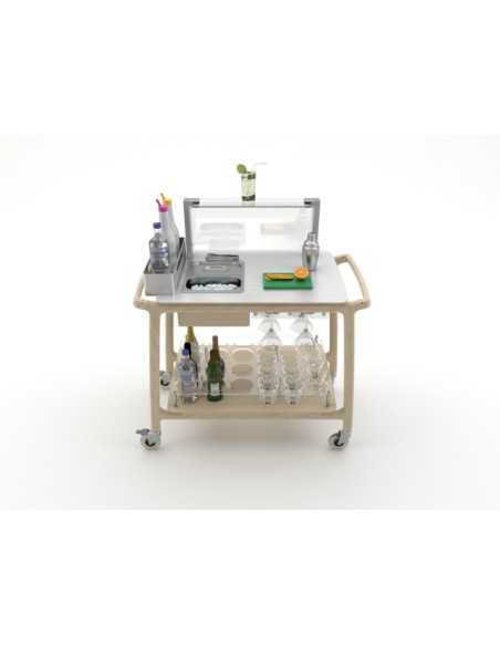 Carrello cocktail - Legno - N.2 x GN 1/3 - Portabottiglie - cm 101.5 x 57 x 112.1 h