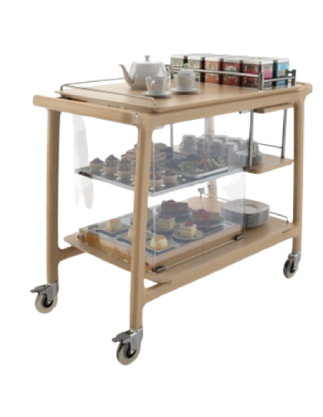 Trolley de té - madera maciza - N.2 estantes - cm 101.5 x 57 x 90 h