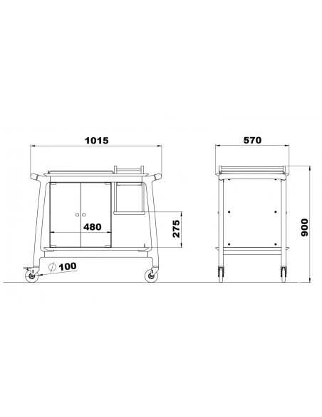 Carrello tè - Legno massello - N.2 ripiani - cm 101.5 x 57 x 90 h