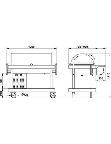 Refrigerated trolley - Solid wood -...