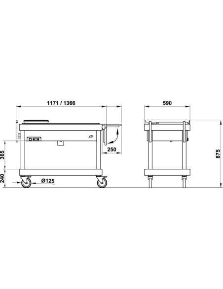 Carro térmico - Madera maciza - Tap - cm 136.6 x 59 x 87.5 h