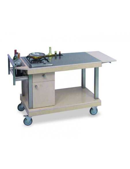 Carrello flambé - Legno massello - N.1 fuoco - cm 150.3 x 59 x 87.5 h