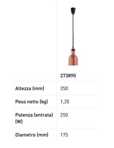 Lámpara de calefacción - cm Ø 17.5 x 25h