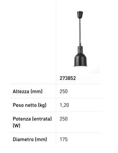 Lámpara de calefacción - cm Ø 17.5 x 25h