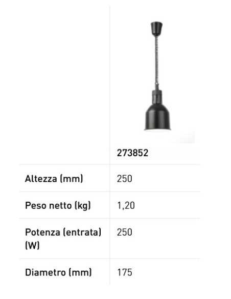 Lámpara de calefacción - cm Ø 17.5 x 25h