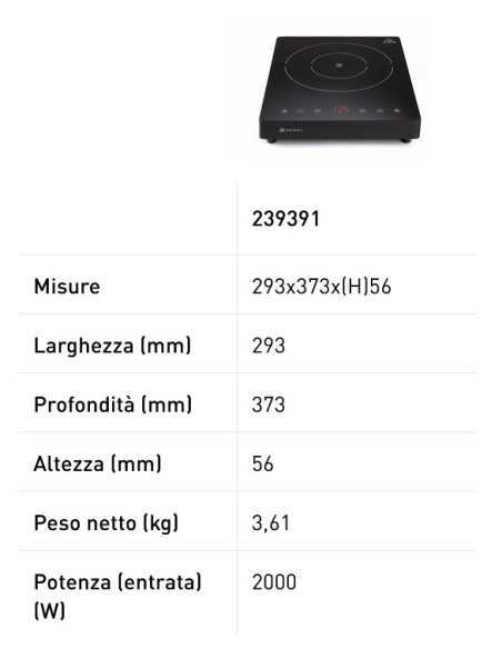 Piastra ad induzione in vetroceramica - cm 29.3 x 37.3 x 5.6h