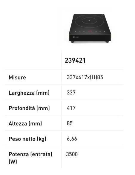 Piastra ad induzione in vetroceramica - cm 33.7 x 41.7 x 8.5h