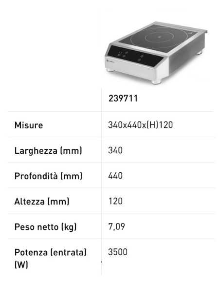 Piano ad induzione - cm 34 x 44 x 12h