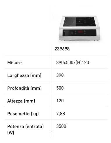 Piano ad induzione - cm 39 x 38.7 x 12h