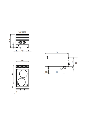 Electric kitchen - N.2 areas - cm 40 x 70 x 29.5 h
