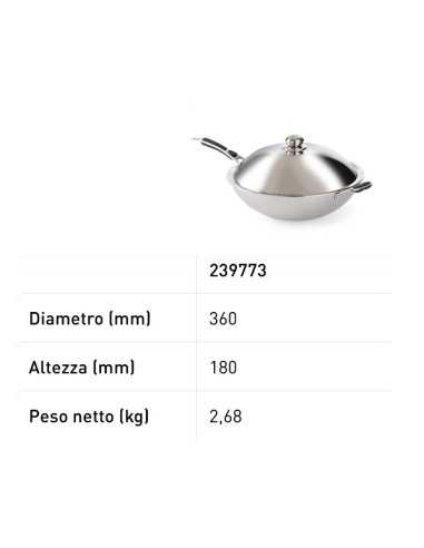 Wok per fornello ad induzione - Ø cm 36 x 18h