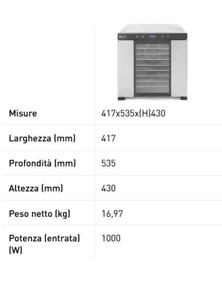 Dryer - N. 10 parrillas - cm 41.7 x 53.5 x 43h