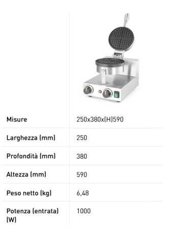 Piastra waffle professionale per 20 cialde all’ora