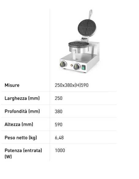 Piastra waffle professionale per 20 cialde all’ora Piastra waffle professionale per 20 cialde all’ora