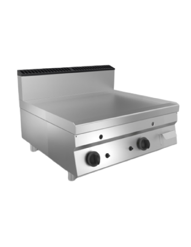 Fry top a gas - Piastra liscia acciaio - cm 80 x 70 x 29.5 h