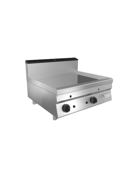 Fry top a gas - Piastra liscia cromata - cm 80 x 70 x 29.5 h