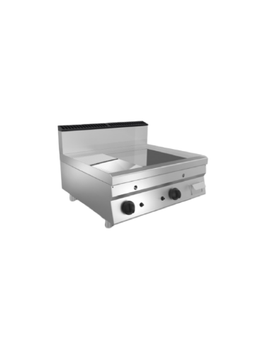 Fry top gas - Plate 2/3 smooth 1/3 chromed rowing - cm 80 x 70 x 29.5 h