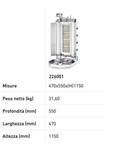 Gyros/gas kebab - N. 4 burners - cm 47 x 55 x 115h