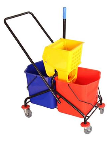 Cleaning trolley with 2 buckets and Wiper