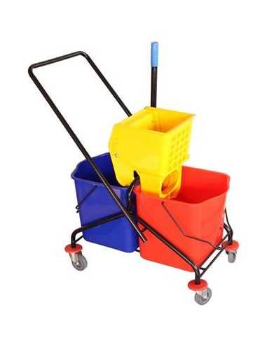 Cleaning trolley with 2 buckets and Wiper