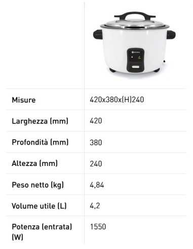 Cuociriso - Capacidad 4.2 lt - cm 42 x 38 x 24 h