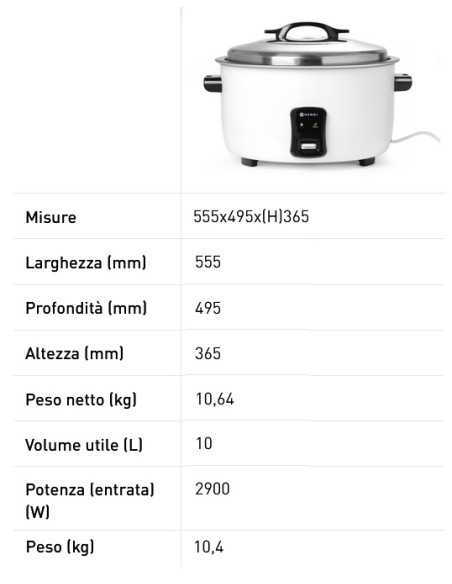 Cuociriso - Capacidad 10 lt - cm 55.5 x 49.5 x 36.5 h
