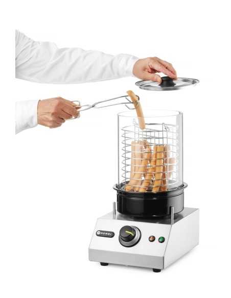Máquina para calentar y cocinar salchichas - Con campana de cristal