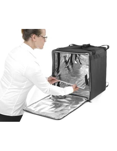 Zaino per consegna alimenti - Nero - Fino a 10 cartoni di pizza - Termico - cm 41 x 41 x 49h