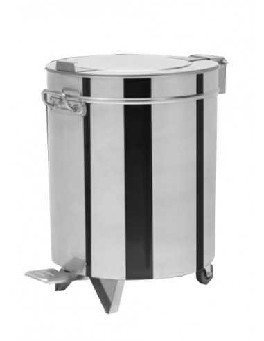 Pattumiera tonde - Acciaio inox - Capacità  lt 75 - Apertura a pedale - Diam.45 cm - cm 46 x 61 x 61 h