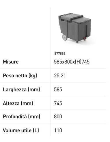 Carrello portaghiaccio - Capacità 110 Lt. - cm...