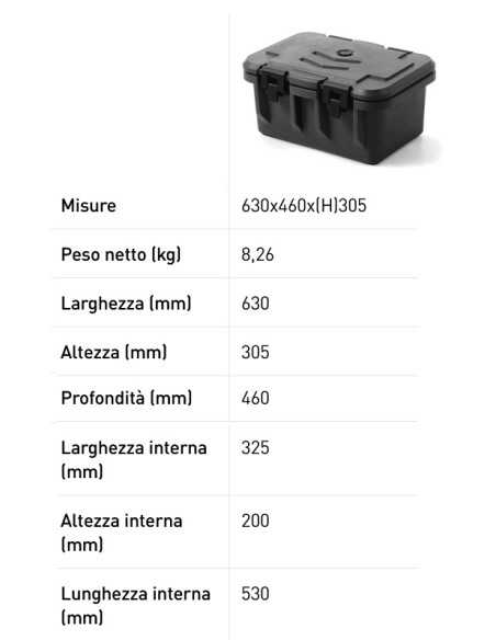 Contenedor térmico GN 1/1 - Cubierta - cm 63 x 46 x 30.5h
