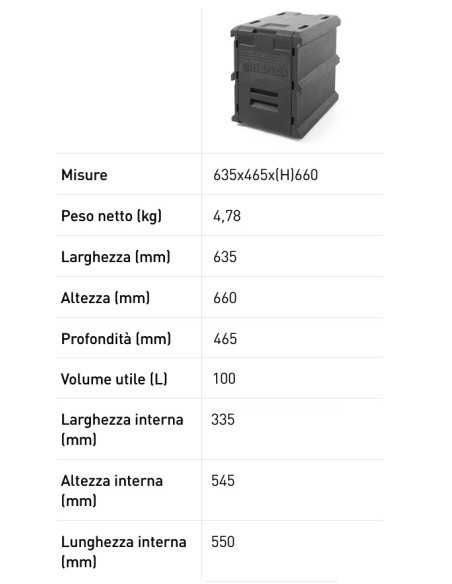 Contenitore termico - N. 8 x GN 1/1 - cm 63.5 x 46.5 x 66h