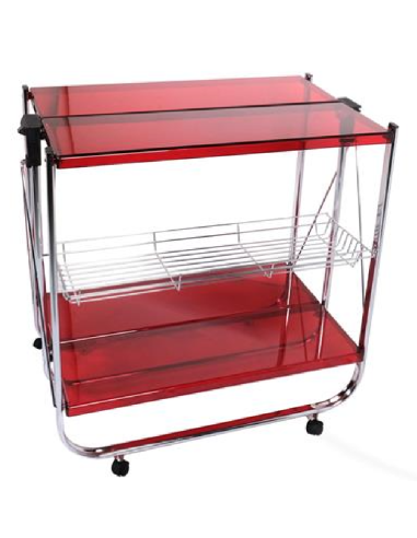 Carrello pieghevole - Acciaio/acrilico rosso - cm 60 x 40 x 71 h