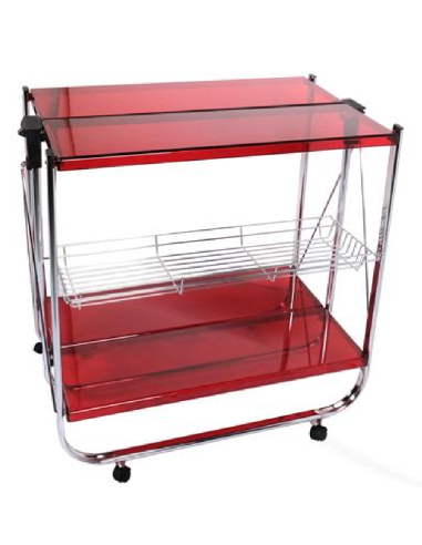 Folding trolley - Steel/acrylic red - cm 60 x 40 x 71 h